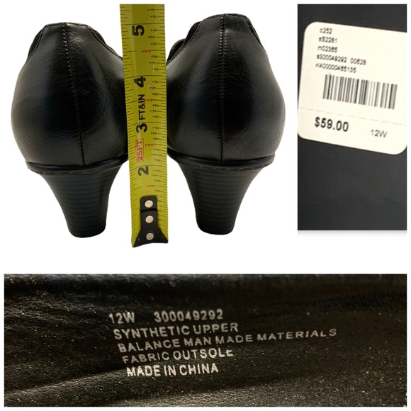 Catherines Black Slip On Loafer Heels- Size 12 W - Picture 12 of 13